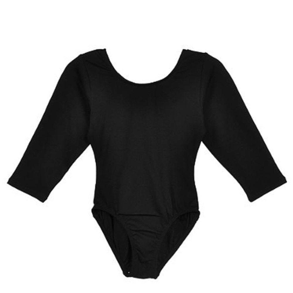 Jacques Moret Girl’s 3/4 Sleeve Dance Gymnastic One Piece Leotard Black Size 4/5